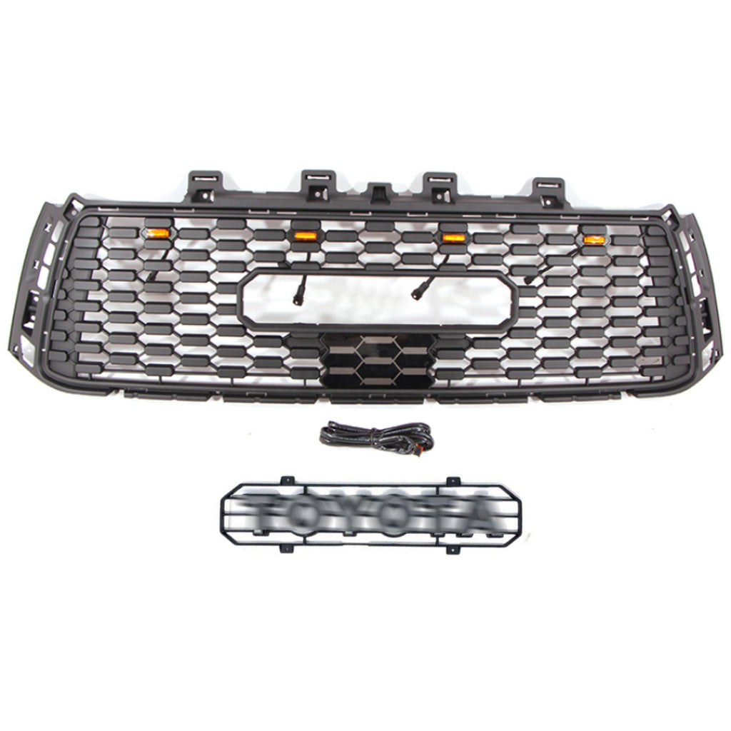 Front Grille For 2010 2011 2012 2013 Toyota Tundra Bumper Grills Front Grill Replacement Grilles With 4 LED Lights Black