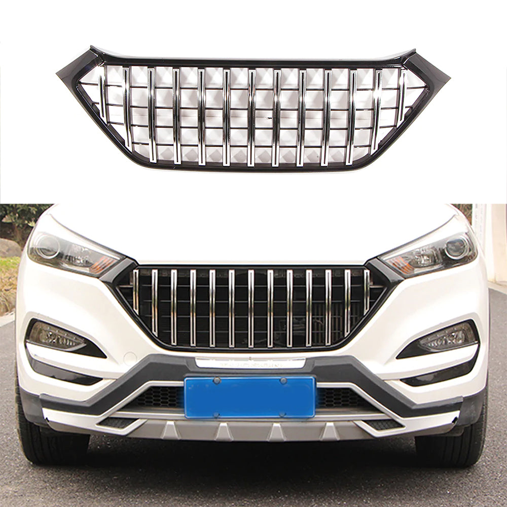 Front Grille For 2016-2018 Hyundai Tucson Bumper Grills Grill Cover W/0 Light Chrome