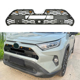 Front Grille For 2019 Toyota RAV4 TRD Bumper Grills Grill Cover W/4 LED Light Black