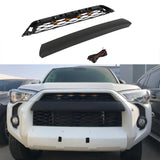 Front  Grille For 2020 2021 2022 4Runner TRD Pro Bumper Grills Grill Cover W/4 LED Lights Black