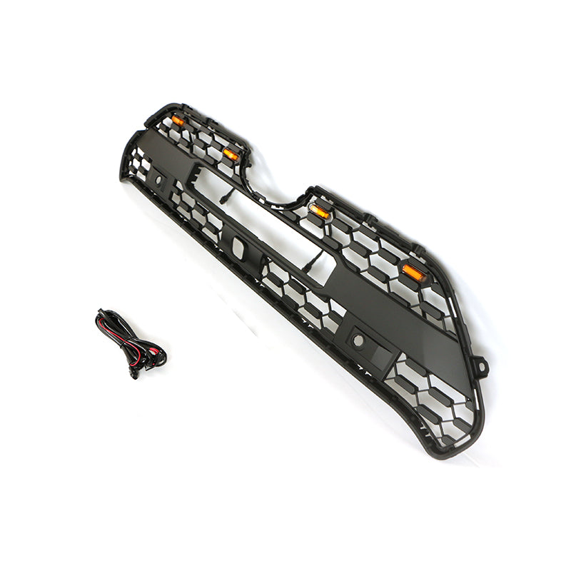 Front Grille For 2019 Toyota RAV4 TRD Bumper Grills Grill Cover W/4 LED Light Black