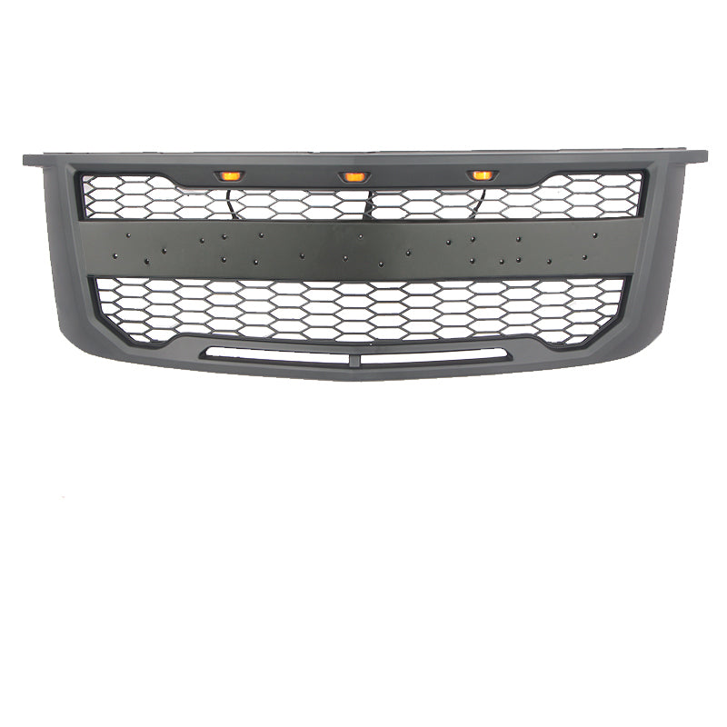 Front Grille For 2015-2019 Chevrolet Suburban Tahoe Bumper Grills Grill Cover W/3 LED Light Black