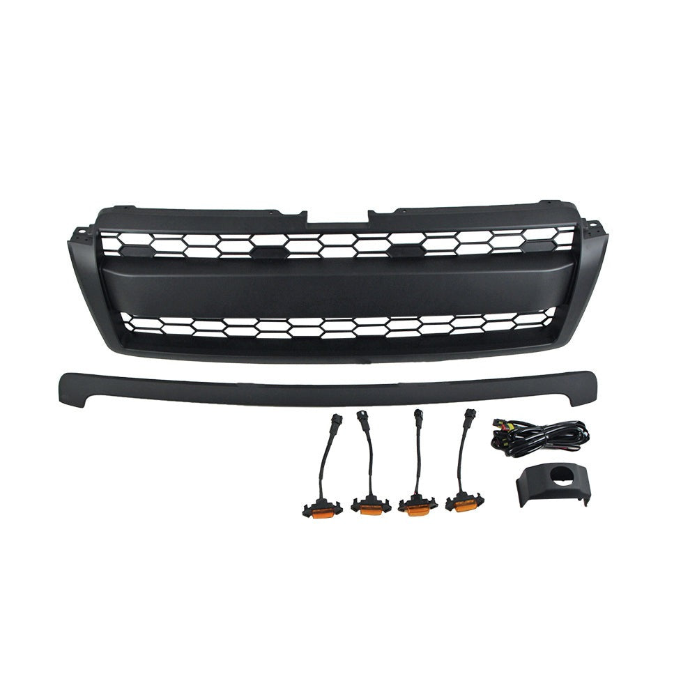 Front Grille For 2010-2013 Toyota Land Crusier Prado Bumper Grills Grill Cover W/4 Light Black