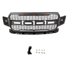 Load image into Gallery viewer, Front Grille For 2018 2019 2020 Ford F150 Mesh Grills Grill Cover Wi/3 Lights and 2 Side Light Black