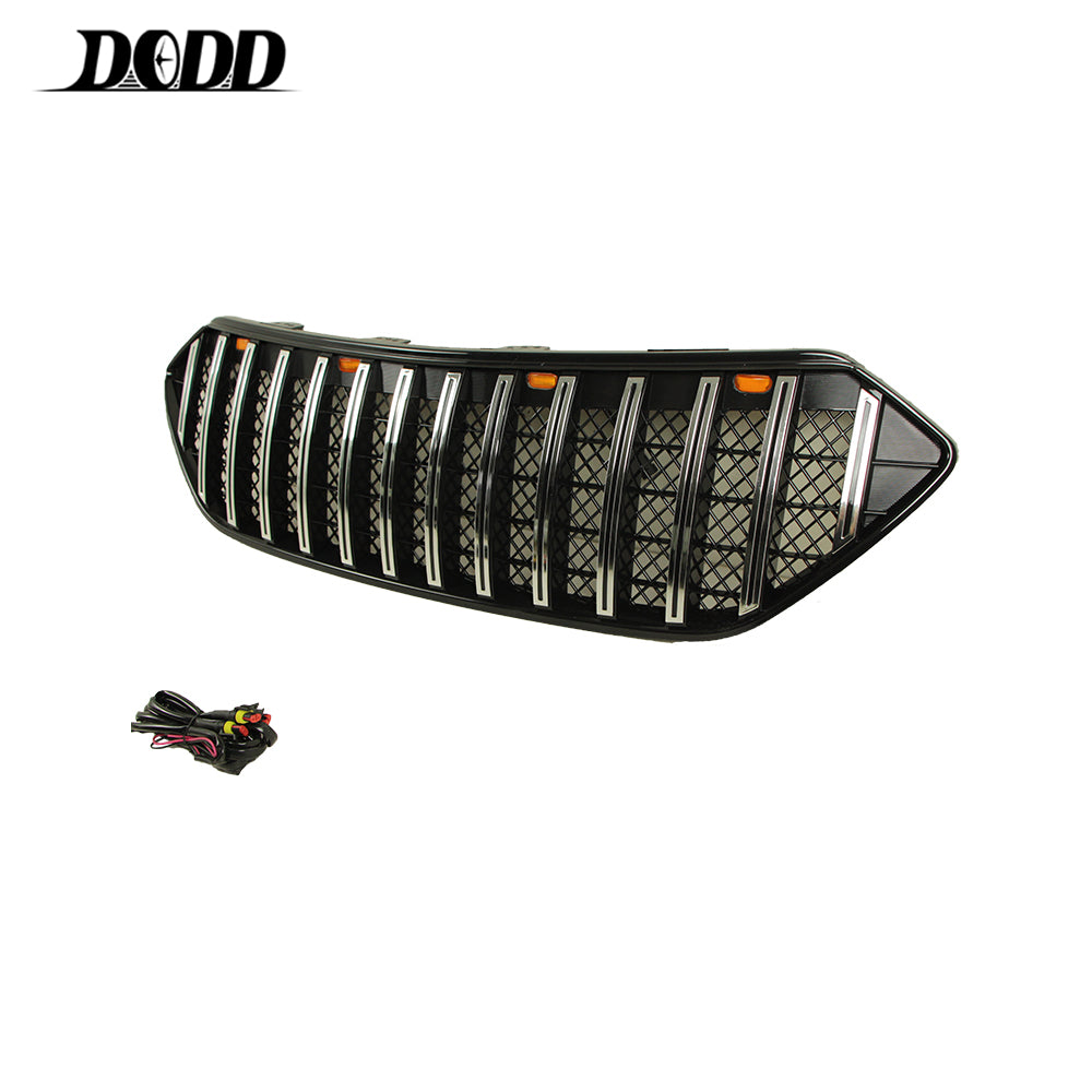 Front Grille For 2013-2016 Hyundai Santa Fe Bumper Grills Grill Cover W/3 Light Chrome