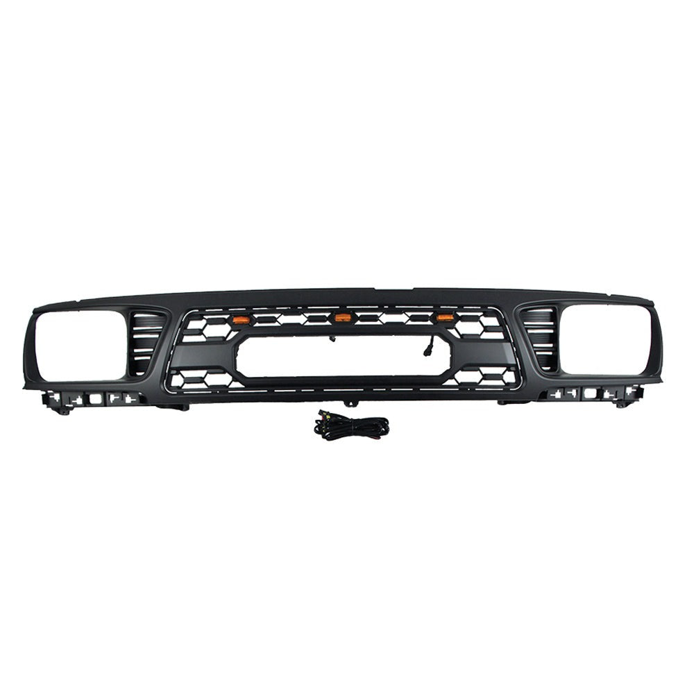 Front Grille For 1995-1997 Toyota Tacoma TRD Bumper Grills Grill Cover W/3 LED Light Black