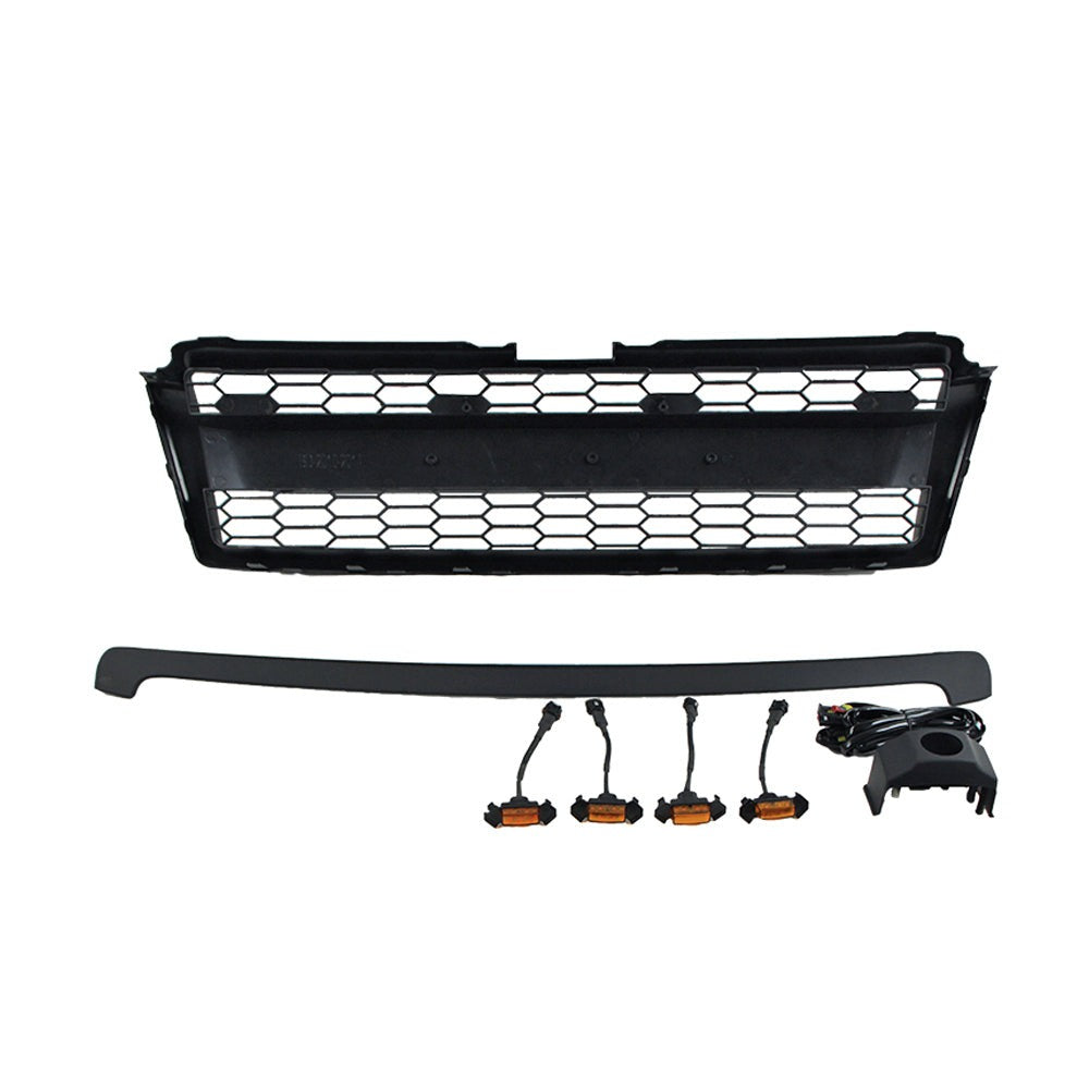 Front Grille For 2010-2013 Toyota Land Crusier Prado Bumper Grills Grill Cover W/4 Light Black