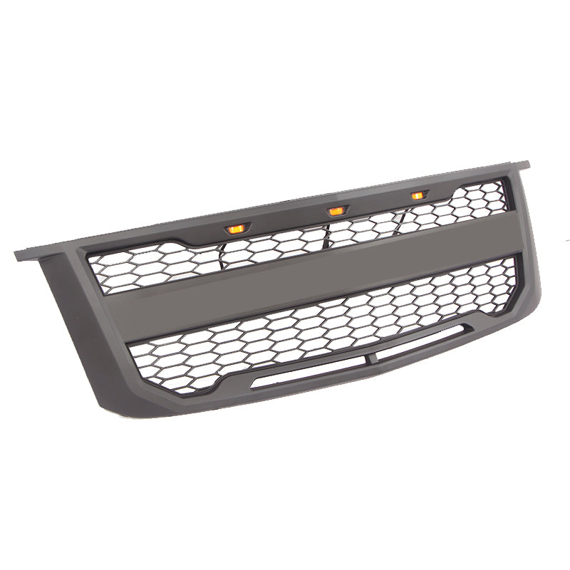 Front Grille For 2015-2019 Chevrolet Suburban Tahoe Bumper Grills Grill Cover W/3 LED Light Black