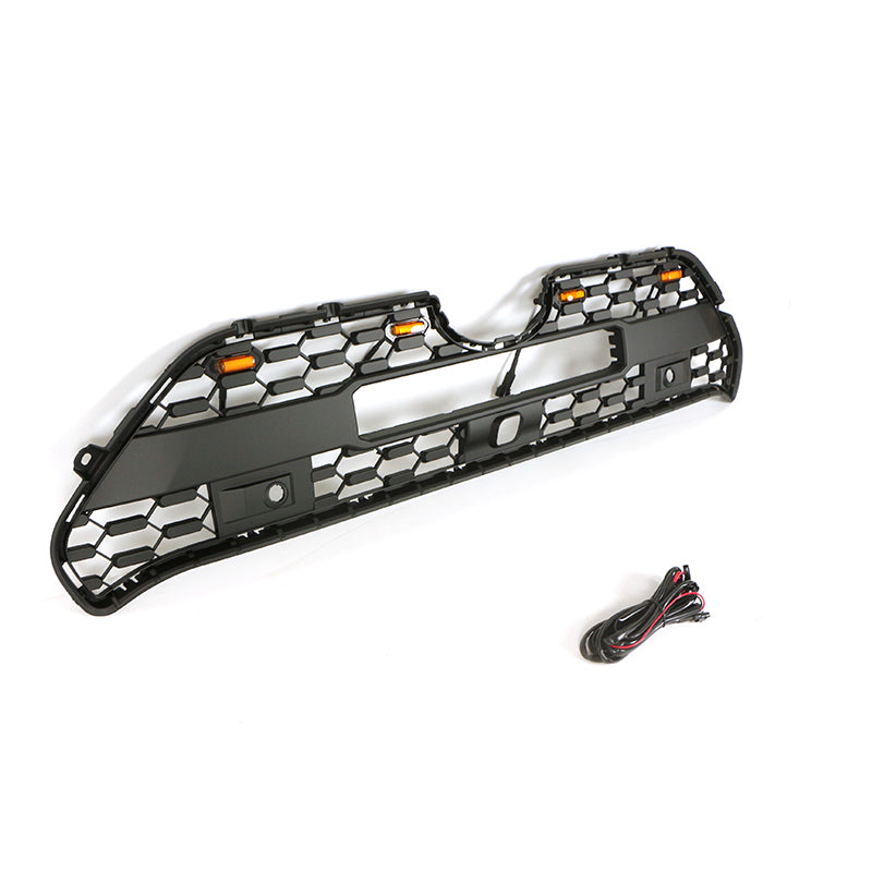 Front Grille For 2019 Toyota RAV4 TRD Bumper Grills Grill Cover W/4 LED Light Black