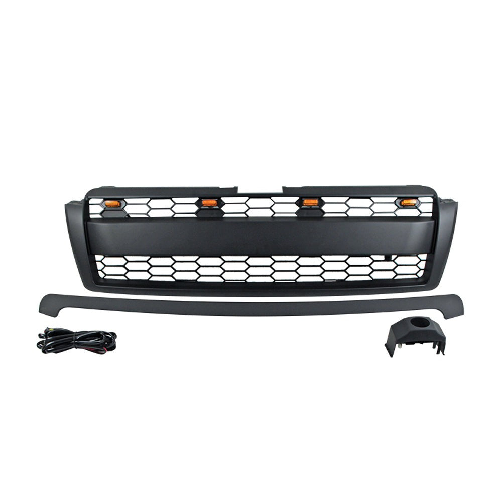 Front Grille For 2010-2013 Toyota Land Crusier Prado Bumper Grills Grill Cover W/4 Light Black