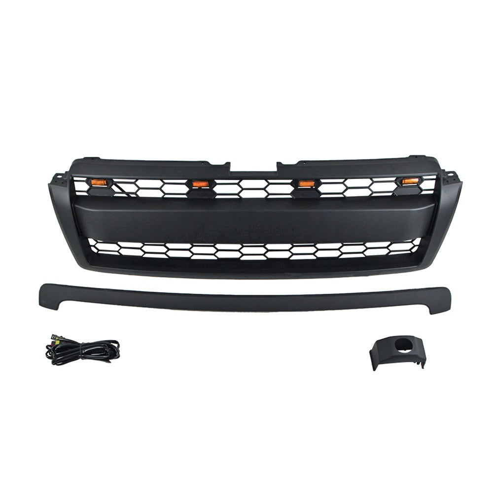Front Grille For 2010-2013 Toyota Land Crusier Prado Bumper Grills Grill Cover W/4 Light Black