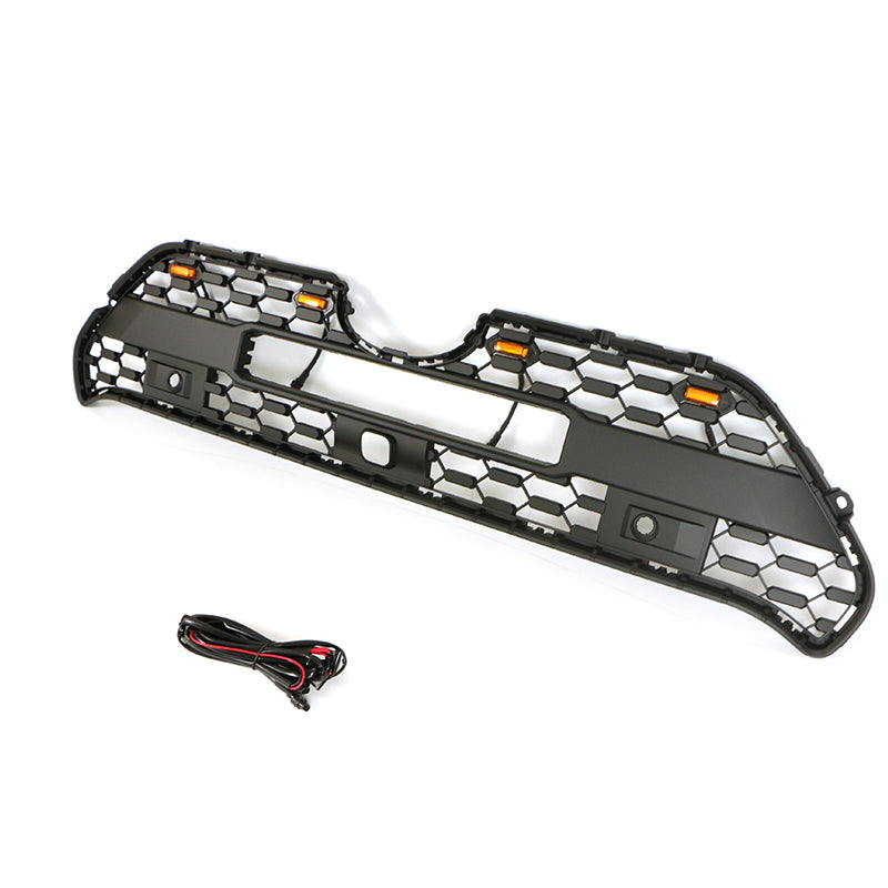 Front Grille For 2019 Toyota RAV4 TRD Bumper Grills Grill Cover W/4 LED Light Black