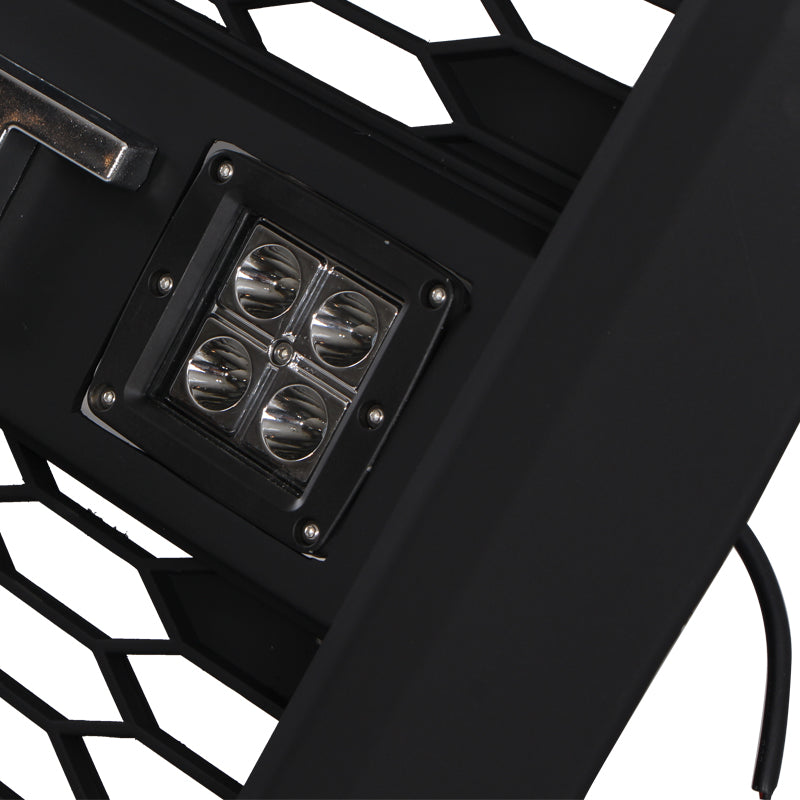 Front Grille For 2016 2017 2018 Chevrolet Silverado 1500 Bumper Grills Grill Cover W/3 LED Light and Cub Light Black