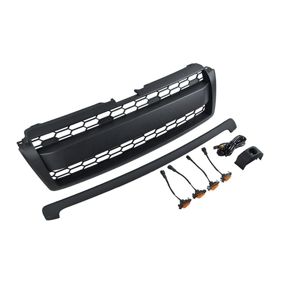Front Grille For 2010-2013 Toyota Land Crusier Prado Bumper Grills Grill Cover W/4 Light Black