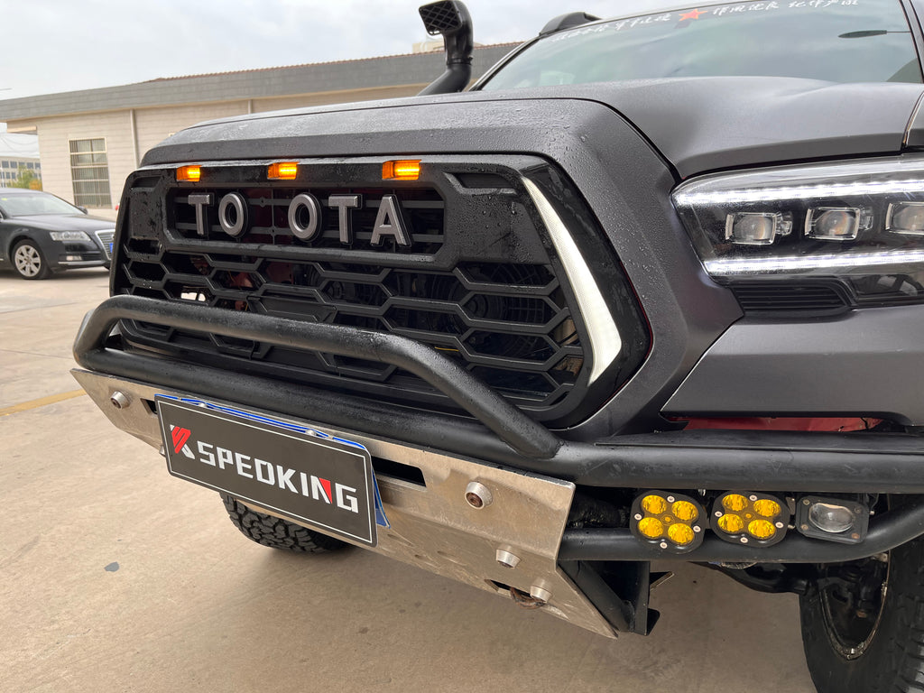 Front Grille for 2016-2022 Toyota Tacoma Grille Bumper Grill Grilles W/3 LED Lights and Side Light