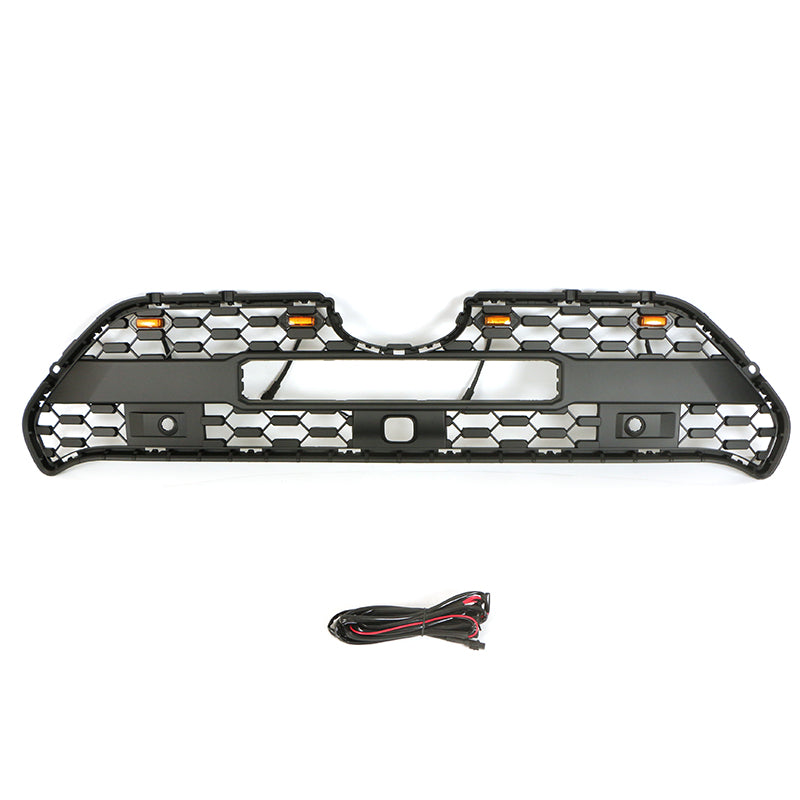 Front Grille For 2019 Toyota RAV4 TRD Bumper Grills Grill Cover W/4 LED Light Black