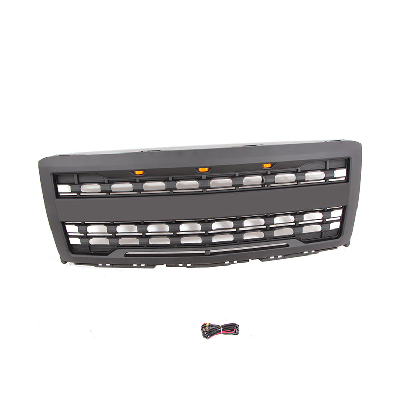 Front Grille for 2014-2015 Chevrolet Silverado 1500 Grills Grill Cover W/3 LED Lights