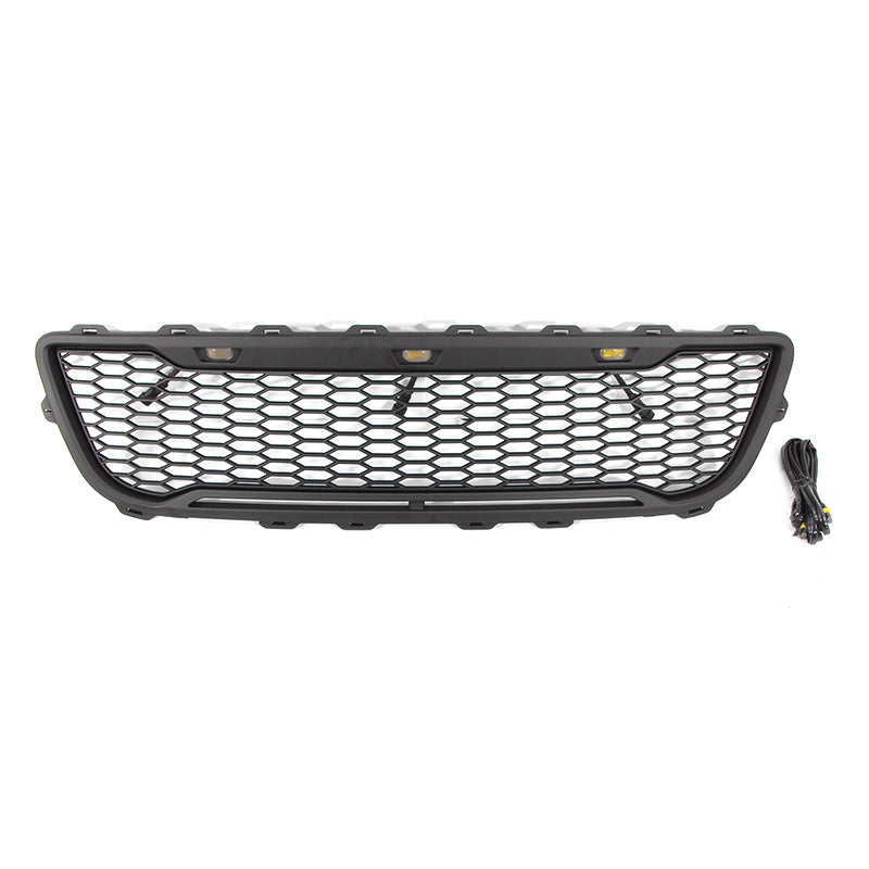 Front Grille For 1999-2003 Ford F150 Bumper Grills Grill Cover W/3 LED Light Black