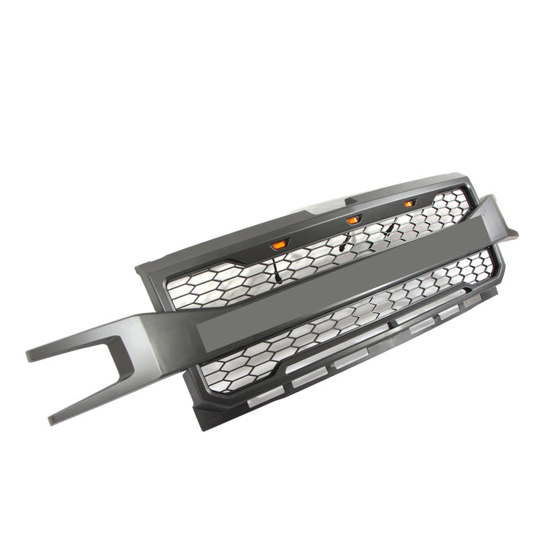 Front Grille for 2019-2021 Chevy Chevrolet Silverado 1500 Bumper Grills Grill Cover W/3 LED Light Black