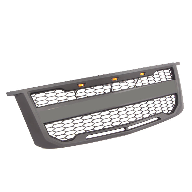 Front Grille For 2015-2019 Chevrolet Suburban Tahoe Bumper Grills Grill Cover W/3 LED Light Black