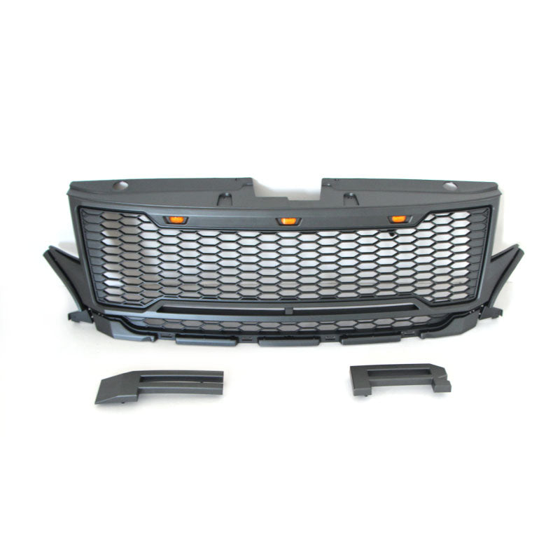 Front Grille For 2011 2012 2013 2014 Ford Edge Bumper Grills Grill Cover W/3 LED Light Black