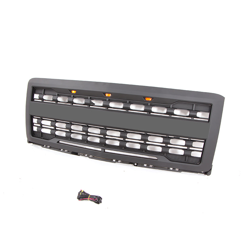 Front Grille for 2014-2015 Chevrolet Silverado 1500 Grills Grill Cover W/3 LED Lights