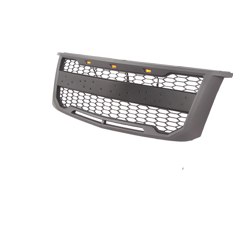 Front Grille For 2015-2019 Chevrolet Suburban Tahoe Bumper Grills Grill Cover W/3 LED Light Black