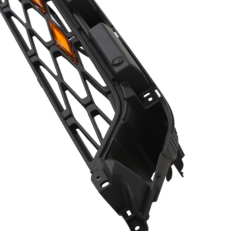 Front  Grille For 2020 2021 2022 4Runner TRD Pro Bumper Grills Grill Cover W/4 LED Lights Black