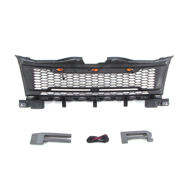 Front Grille For 2007-2010 Ford Edge Raptor Style Grill Grills Cover W/3 LED Light Black