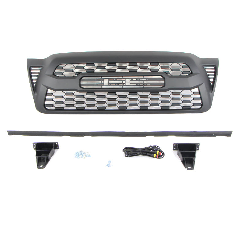 Front Grille For 2005-2011 Toyota Tacoma With Side Light Bumper Grills Grill Cover Black