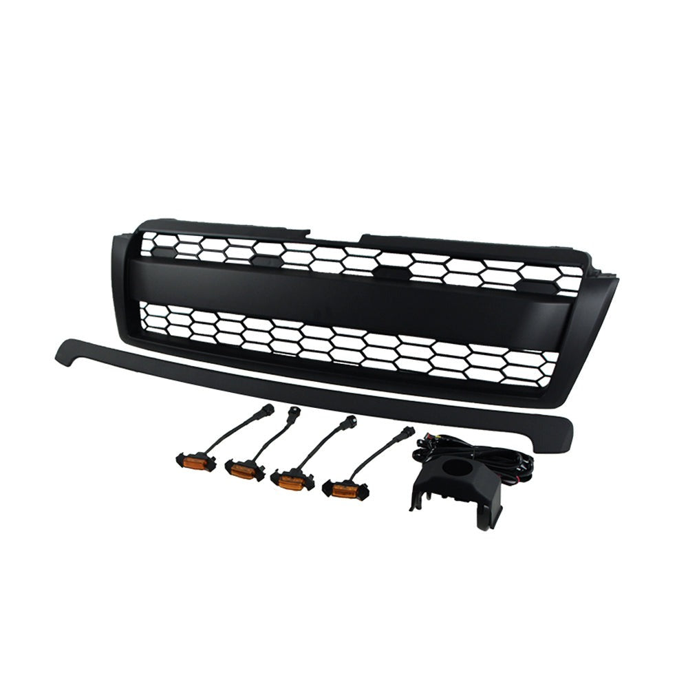 Front Grille For 2010-2013 Toyota Land Crusier Prado Bumper Grills Grill Cover W/4 Light Black