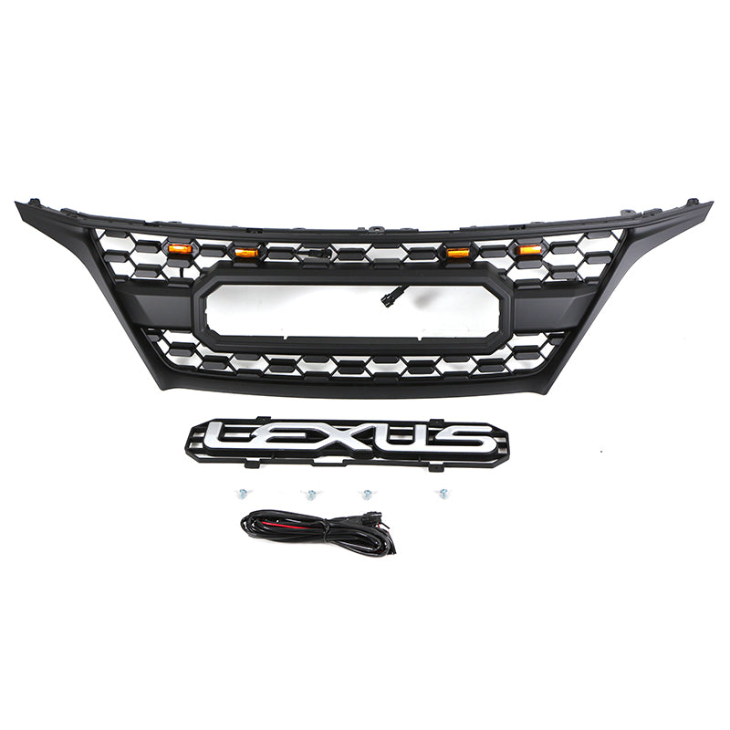 For 2009 2010 2011 2012 Lexus RX270 300 330 350 400 450 Front Grille Front Center Mesh Grille Grill Cover With 4 LED Lights Black
