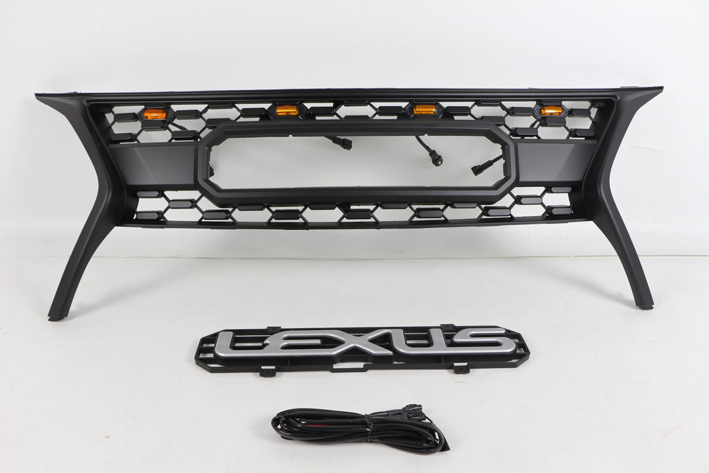 For 2013 2014 2015 2016 Lexus RX270 300 330 350 400 450 Front Grille Front Center Mesh Grille Grill Cover Replacement With 4 LED Lights Black