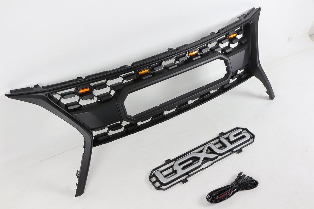 For 2013 2014 2015 2016 Lexus RX270 300 330 350 400 450 Front Grille Front Center Mesh Grille Grill Cover Replacement With 4 LED Lights Black