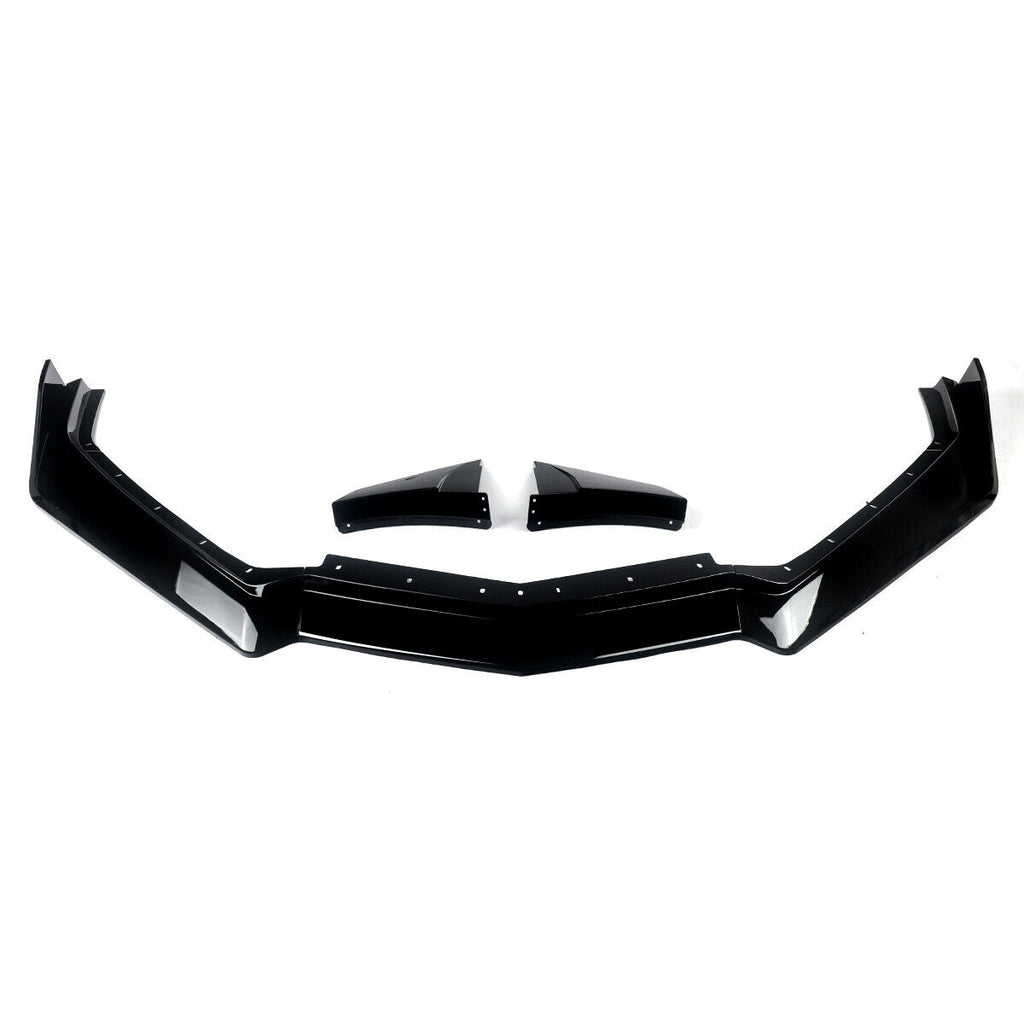 Front Lip Compatible with 2021 2022 2023 Corvette C8 Z51 ZR1 Style STG 3 Winglet Front Bumper Chin Lip Splitter ABS 7PCS Gloss Black