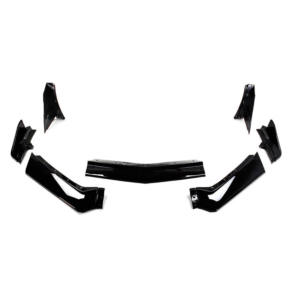 Front Lip Compatible with 2021 2022 2023 Corvette C8 Z51 ZR1 Style STG 3 Winglet Front Bumper Chin Lip Splitter ABS 7PCS Gloss Black
