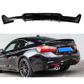 Rear Diffuser Compatibility with 2014-2020 4 Series F32 F33 F36 420i 420d 428i 430i M Sport Rear Bumper Diffuser Lip Single Exhaust Two Outlet Spoiler Splitter (Gloss