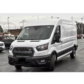 Front Grille For 2022 Ford Transit Custom Bumper Grills Grill Cover W/3 LED Light Black