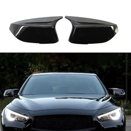 Door Mirror Covers Compatibility With 2014-2020 Q50 2015-2020 Q60 Q70 QX30 QX50 Rearview Side Left and Right Mirror Cover Caps Trim Replacement 2PCS (Gloss Black)