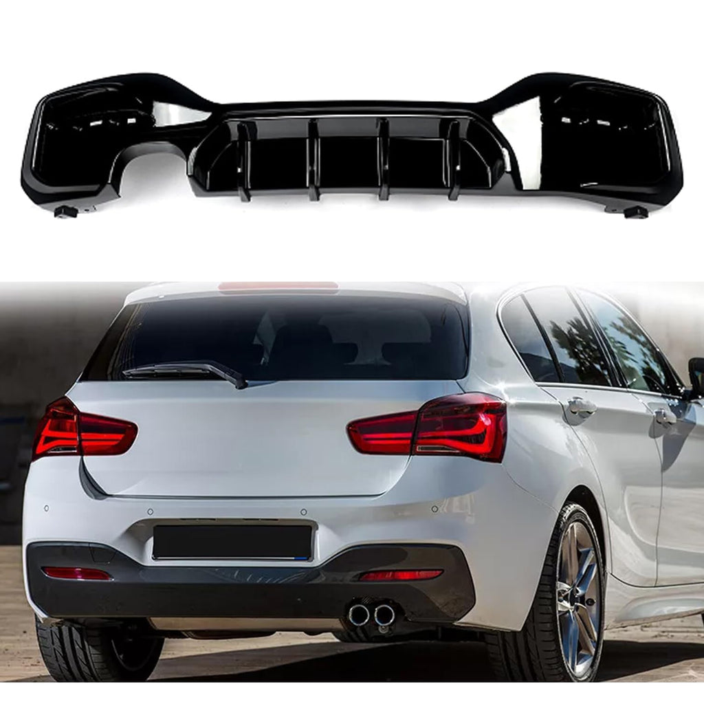 Rear Diffuser Compatibility with 2015-2019 1 Series F20 F21 M Sport Rear Bumper Chin Diffuser Lip Kit Spoiler Splitter (2015-2019, Gloss Black (00-))