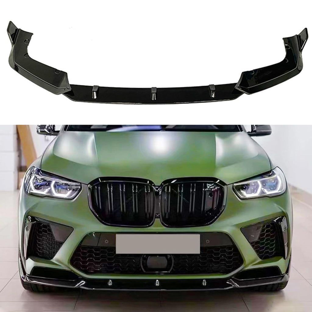 Front Lip Compatibility with 2019-2022 F95 X5M M Sport Front Bumper Lower Valance Chin Lip Splitter Spoiler Kit (Gloss Black)
