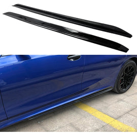 Side Skirts Compatibility with 2019-2022 3 Series G20 G28 M Sport Rocker Panel Line Door Extension Lips Pair Diffuser Bumper Lip Splitter (Gloss Black)