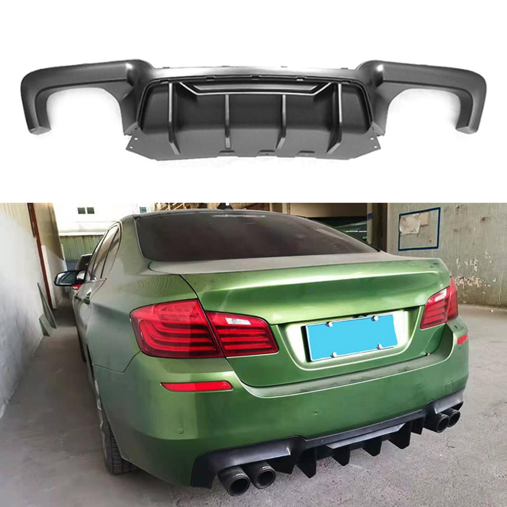 Rear Lip Compatibility with 2011-2016 BMW 5 Series F10 M5 M Sport Rear Diffuser Bumper Lip Quad Exhaust Matte Black