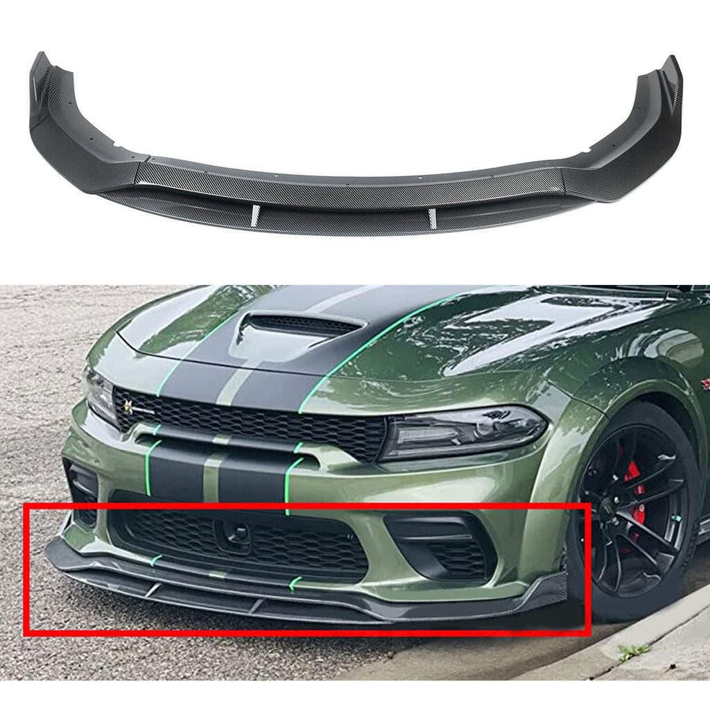 Front Lip Compatibility with 2020-2023 Charger SRT Hellcat Scat Widebody Front Bumper Chin Lip Spoiler Splitter Carbon Fiber