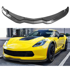 Front Lip Compatibility with 2014-2019 Corvette C7 | Z06 Stage 3 Front Bumper Chin Lower Lip Diffuser Spoiler Splitter Air Dam 2PCS (Carbon Fiber Style)