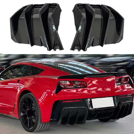 Rear Diffuser Compatibility with 2014-2019 Corvette C7 | Z06 Stage 3 Rear Bumper Chin Diffuser Kit Spoiler Splitter Gloss Black