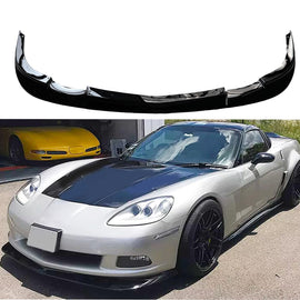 Front Lip Compatibility with 2005-2013 Corvette C6 Base Models | ZR1 Style Front Bumper Diffuser Chin Lip Splitter Spoiler Kit 3PCS (Gloss Black