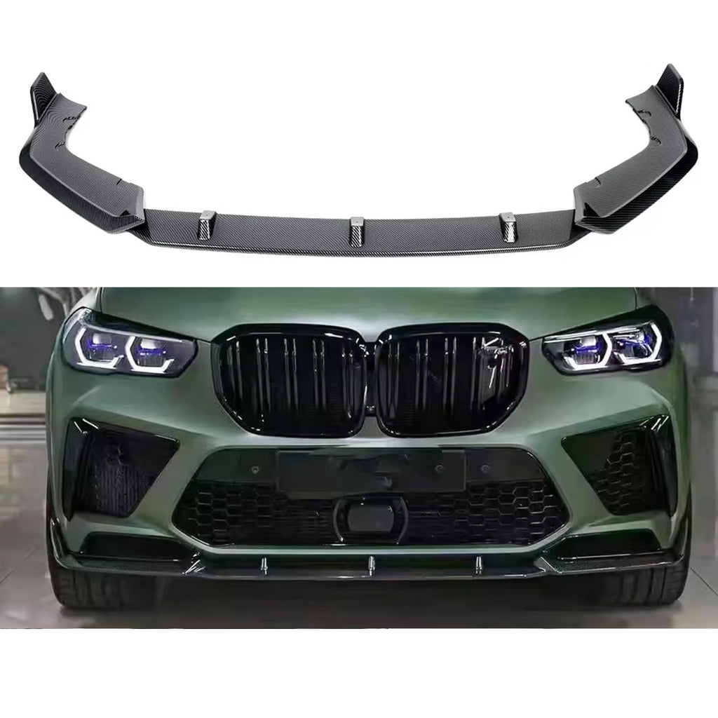 Front Lip Compatibility with 2019-2022 F95 X5M M Sport Front Bumper Lower Valance Chin Lip Splitter Spoiler Kit (Carbon Fiber Style)