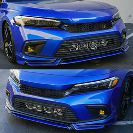 Front Lip Compatibility with 2022-2024 Civic Yofer Style Front Bumper Chin Lip Splitter Spoiler Kit Black Aegean Blue