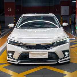 Front Lip Compatibility with 2022-2024 Civic Yofer Style Front Bumper Chin Lip Splitter Spoiler Kit Black White